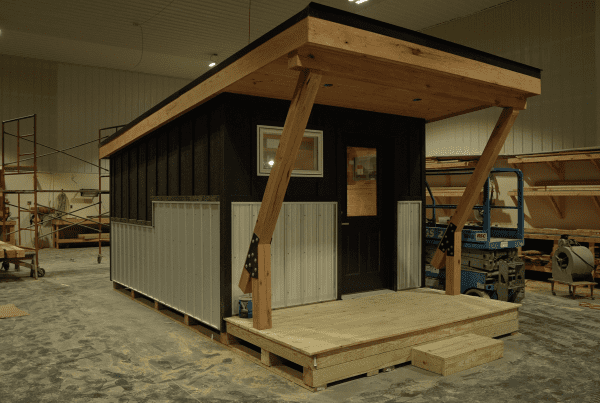 Tiny cabin in a warehouse